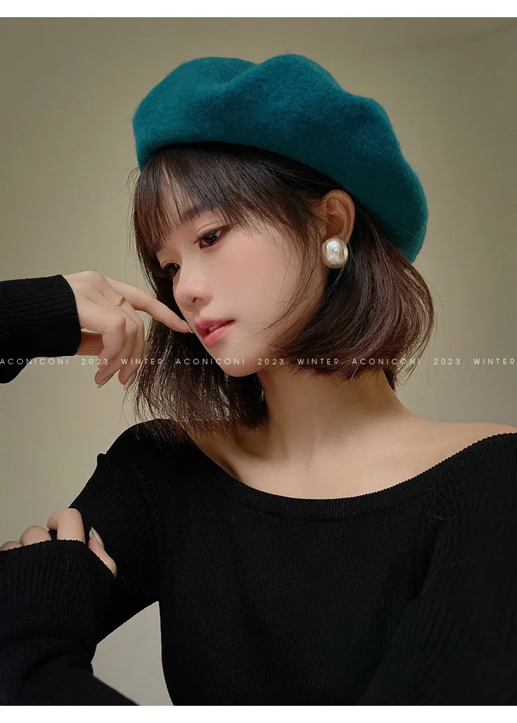 Aconiconi Elegant Small Sweet Chic Wool Beret- Miss Coco