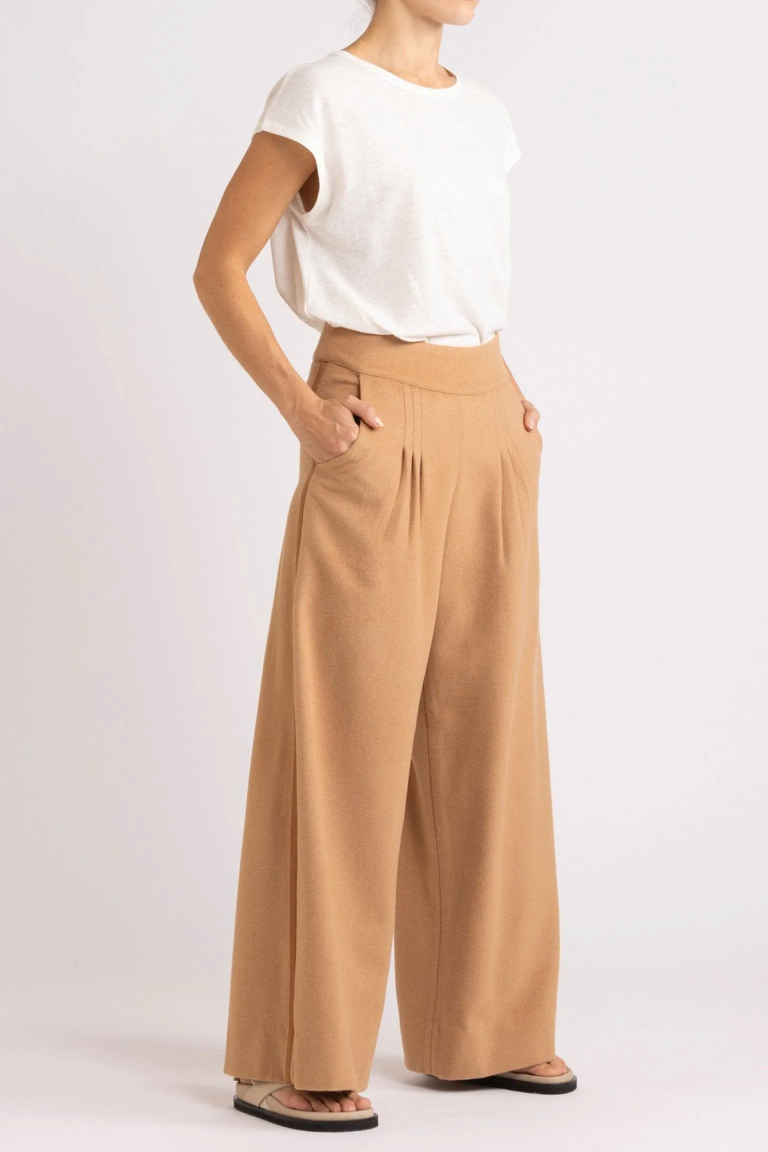 Agnes Wool-Cashmere Wide Leg Pant