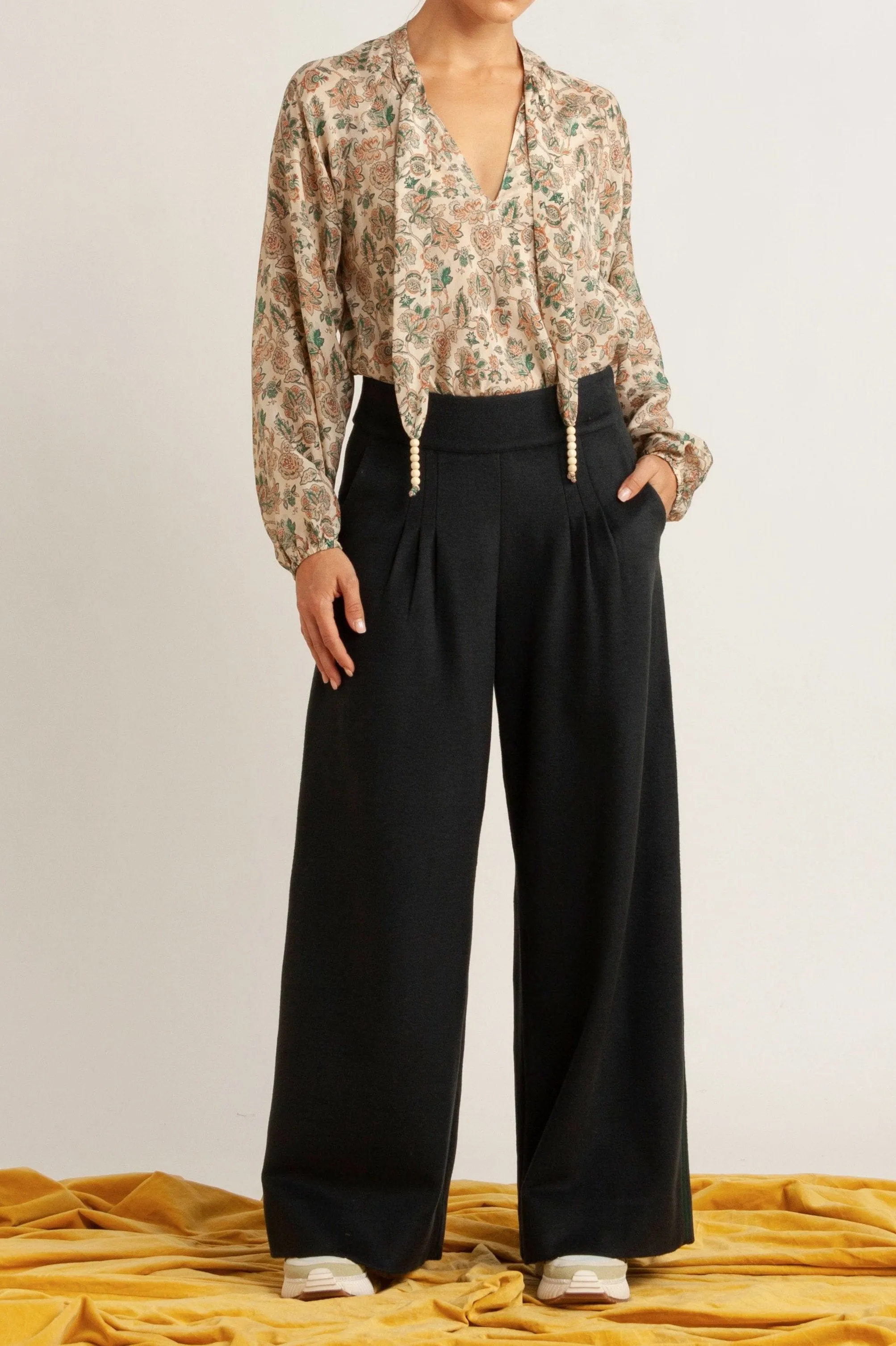 Agnes Wool-Cashmere Wide Leg Pant