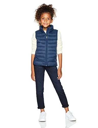 Amazon Essentials Girl's Lightweight Water-Resistant Packable Puffer Vest, Navy, Medium