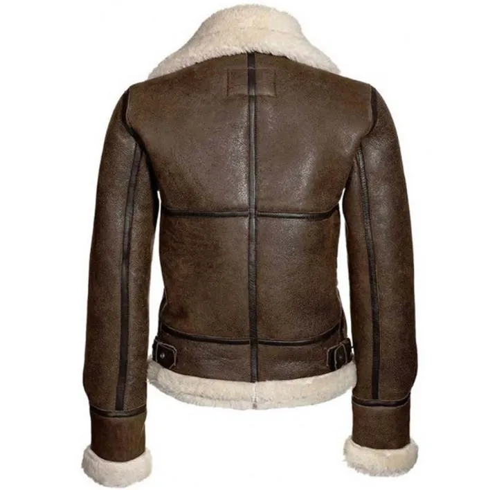 Aviator Womens Distressed Brown Jacket