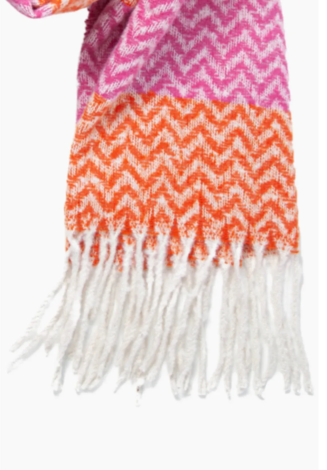 Aztec Print Blanket Scarf | Orange & Pink