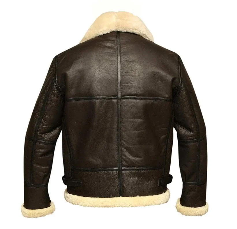 B3 Bomber Shearling Leather Jacket in Brown