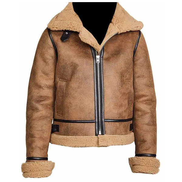 B3 Sheepskin Aviator Flight Fur Shearling Bomber Jacket