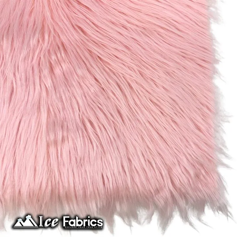 Baby Pink IceFabrics Square Shaggy Long Pile Faux Fur Fabric