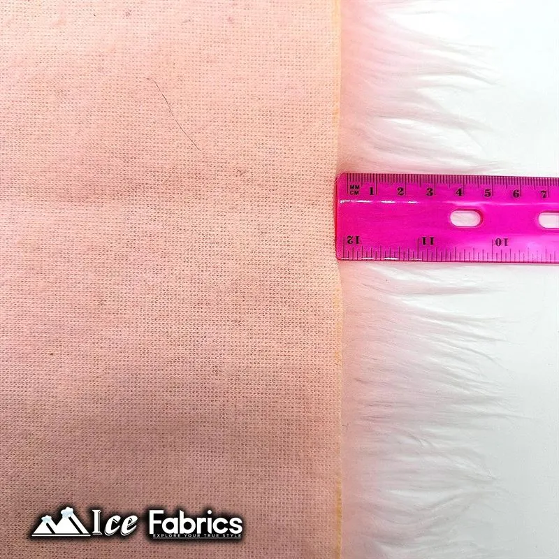 Baby Pink IceFabrics Square Shaggy Long Pile Faux Fur Fabric