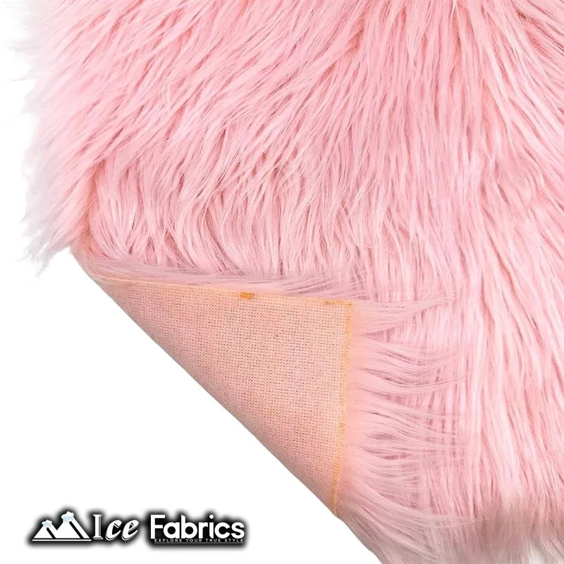 Baby Pink IceFabrics Square Shaggy Long Pile Faux Fur Fabric