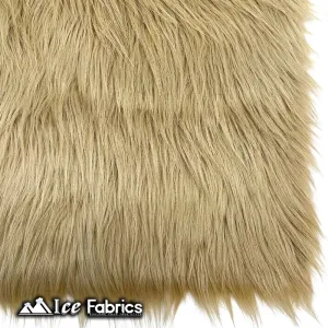 Beige IceFabrics Square Shaggy Long Pile Faux Fur Fabric