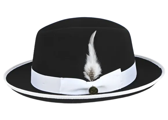 Black and White Trim Steven Land Men's Australian Wool Hat Style-The Domingo