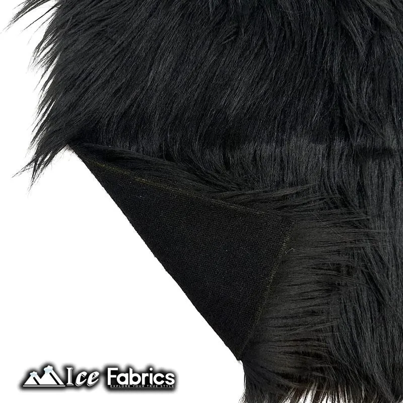 Black IceFabrics Square Shaggy Long Pile Faux Fur Fabric