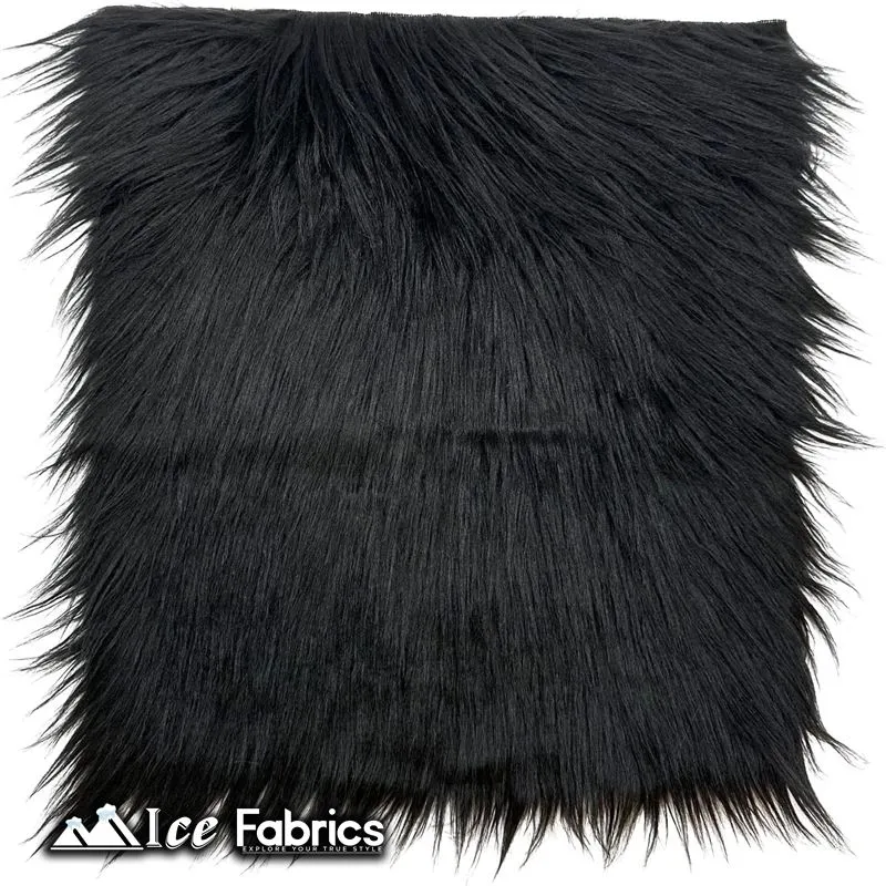 Black IceFabrics Square Shaggy Long Pile Faux Fur Fabric