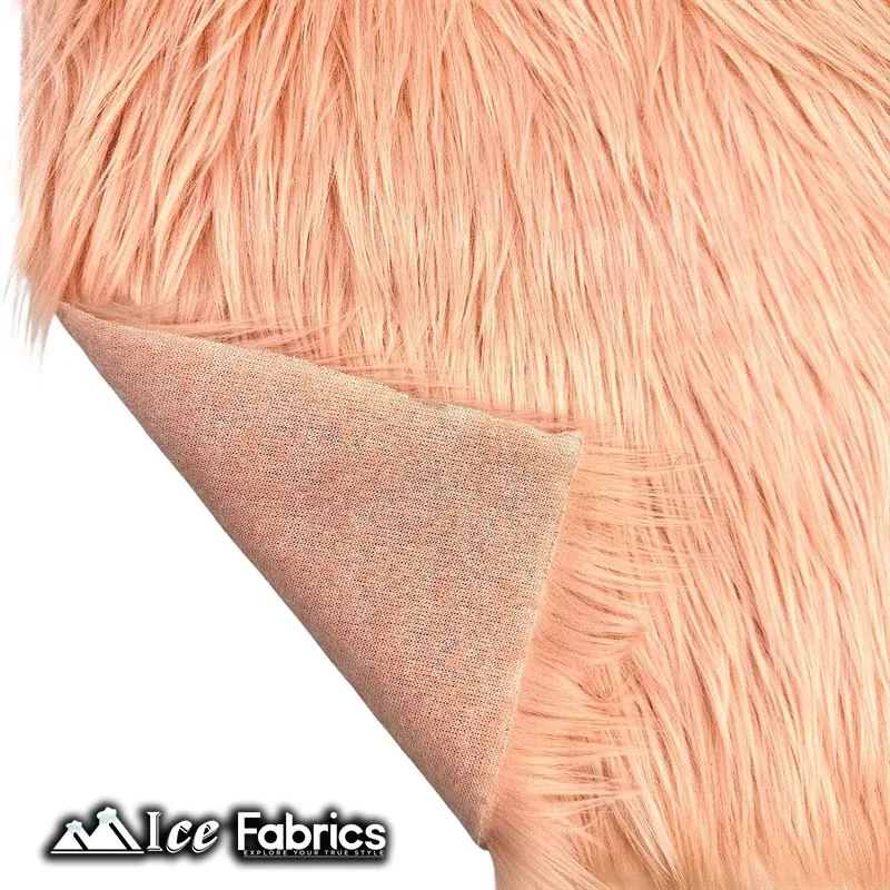 Blush IceFabrics Square Shaggy Long Pile Faux Fur Fabric