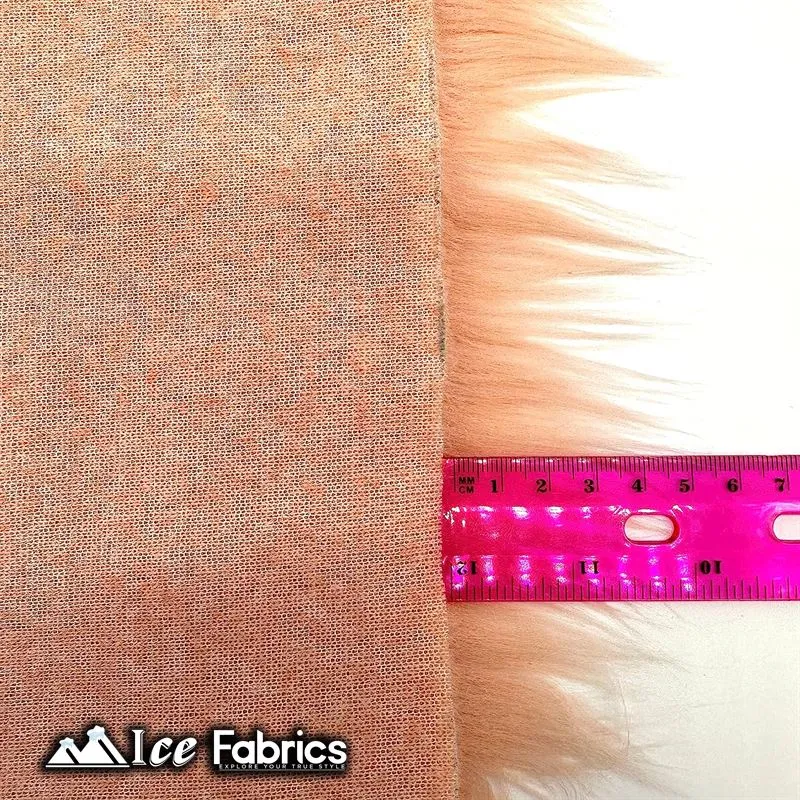 Blush IceFabrics Square Shaggy Long Pile Faux Fur Fabric