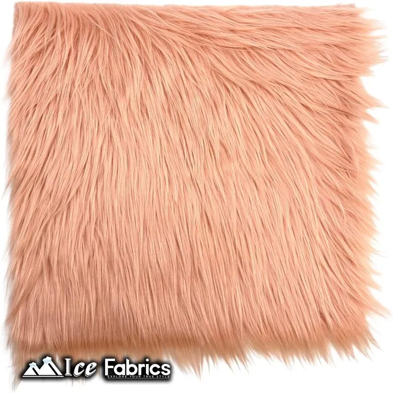 Blush IceFabrics Square Shaggy Long Pile Faux Fur Fabric