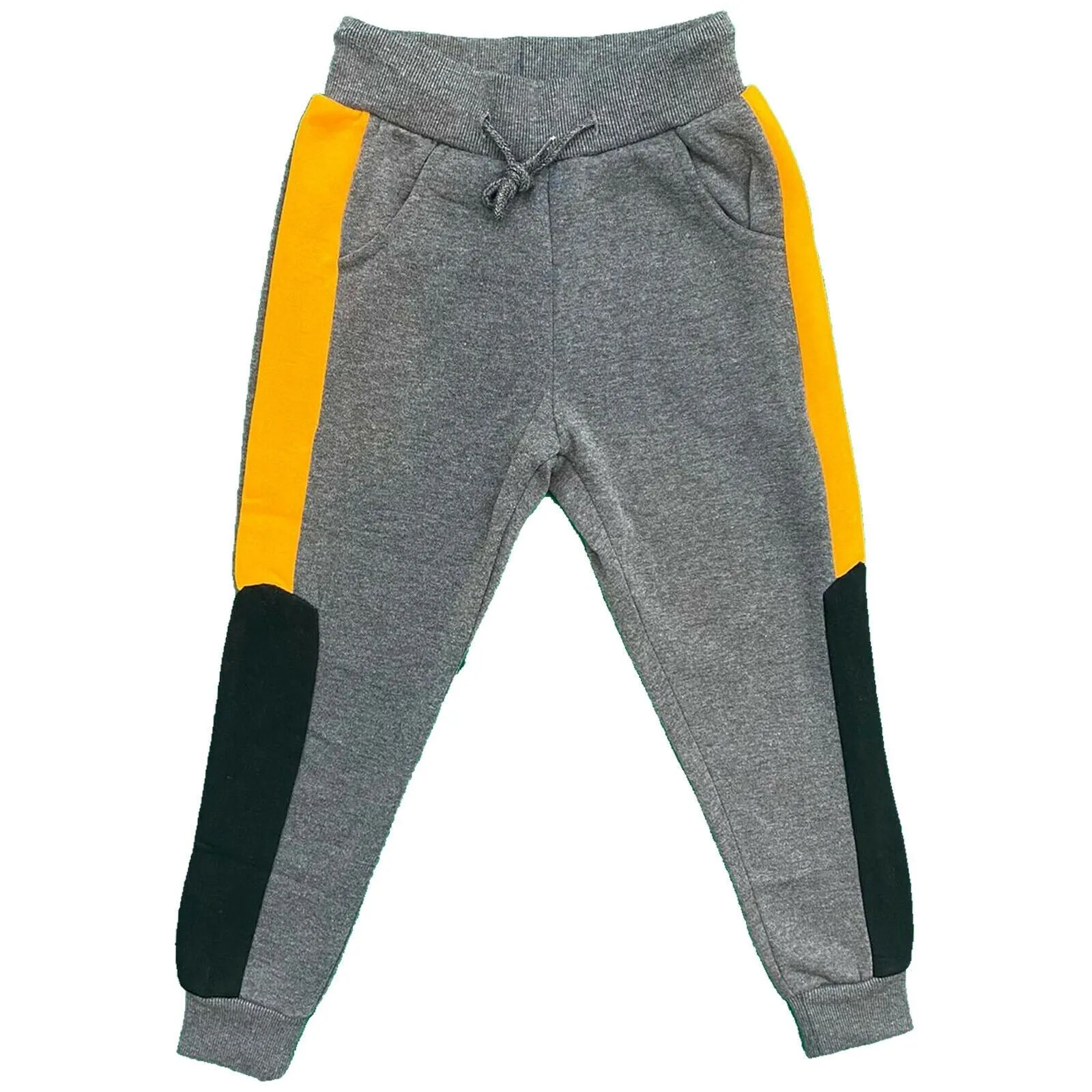 Boys Kids Panel Jogging Sports Warm Tracksuit Bottoms Fleece Winter Joggers Gym