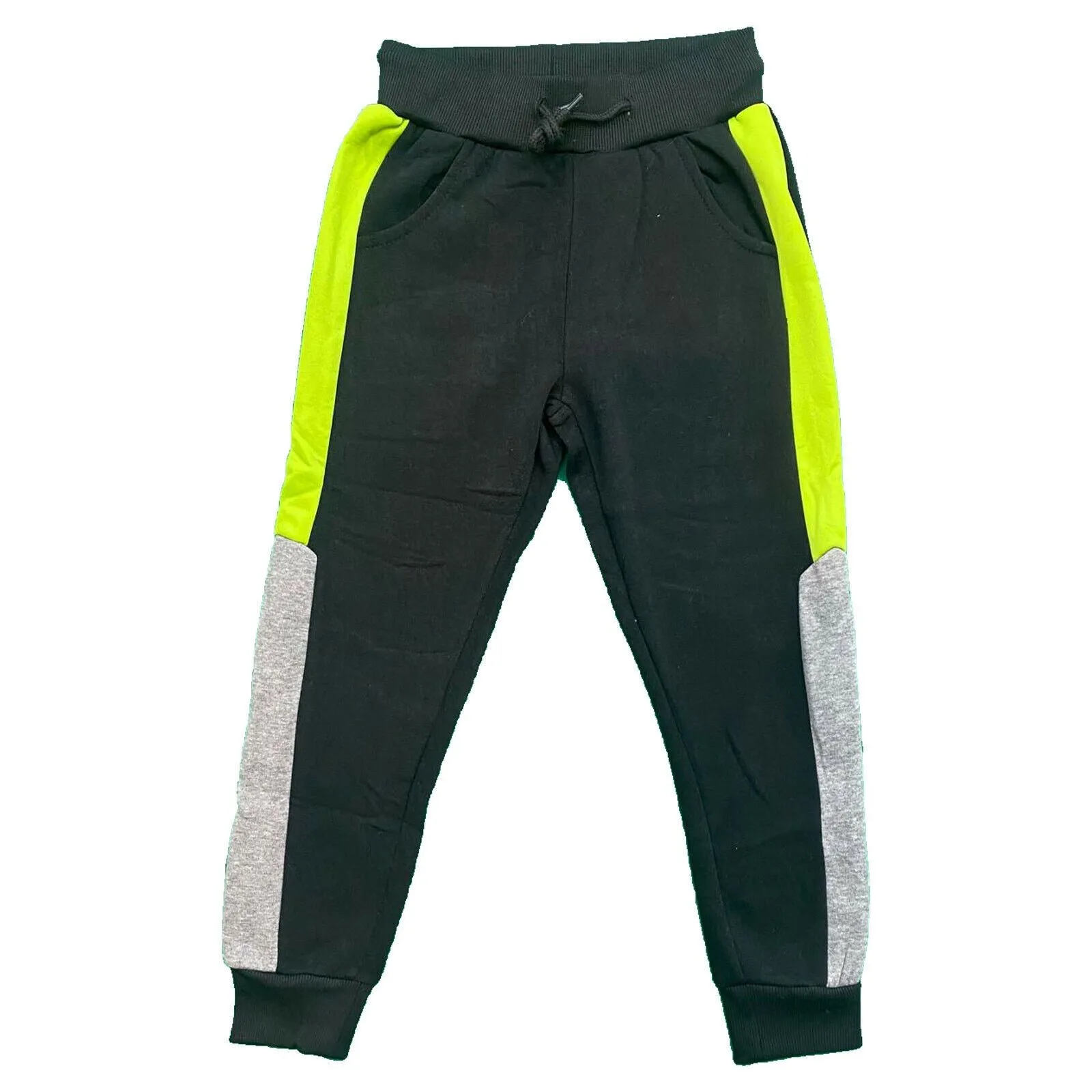 Boys Kids Panel Jogging Sports Warm Tracksuit Bottoms Fleece Winter Joggers Gym