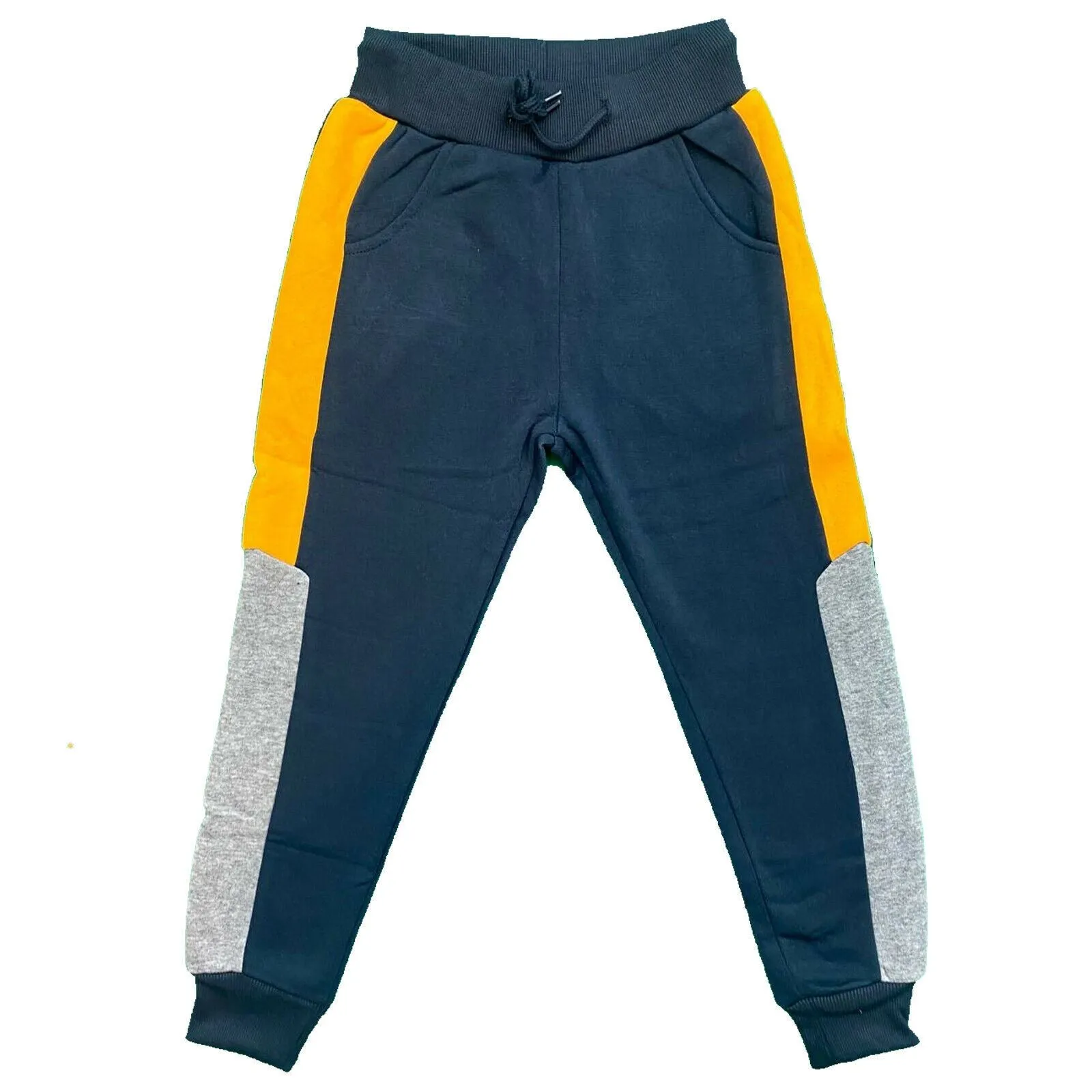 Boys Kids Panel Jogging Sports Warm Tracksuit Bottoms Fleece Winter Joggers Gym