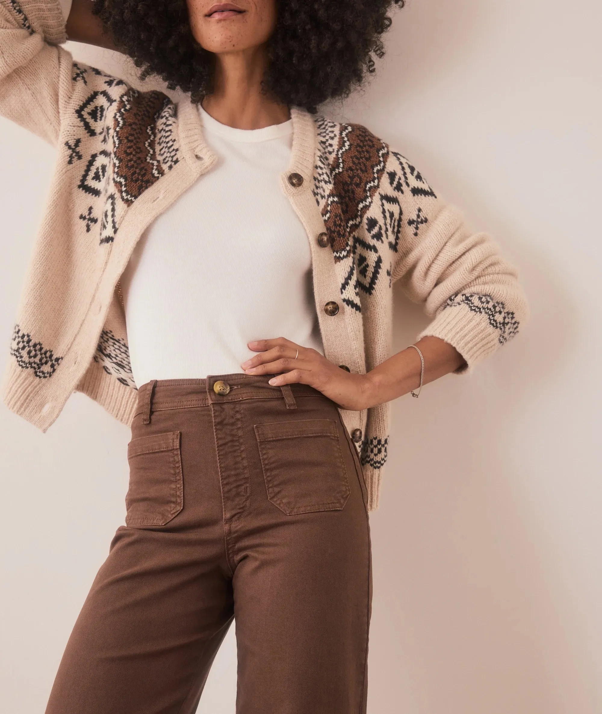 Bridget Slim Wide Leg Crop - Pinecone