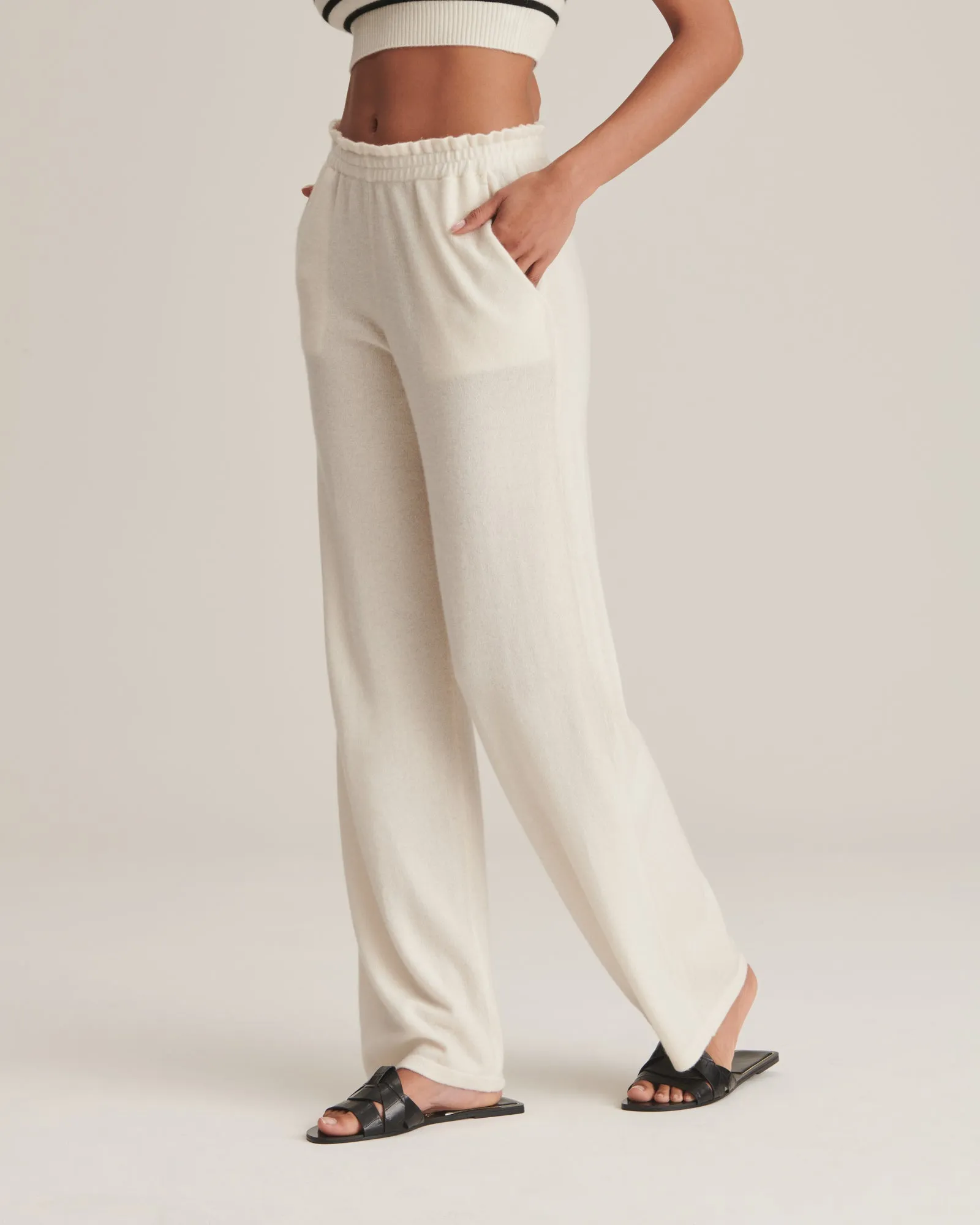 Cashmere Paperbag Wide Leg Pants