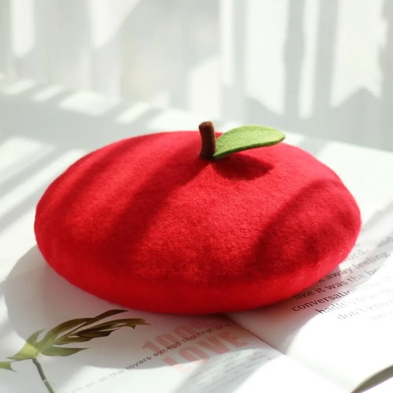 Cute and Dainty Handmade Fruit Design Winter Beret Hats