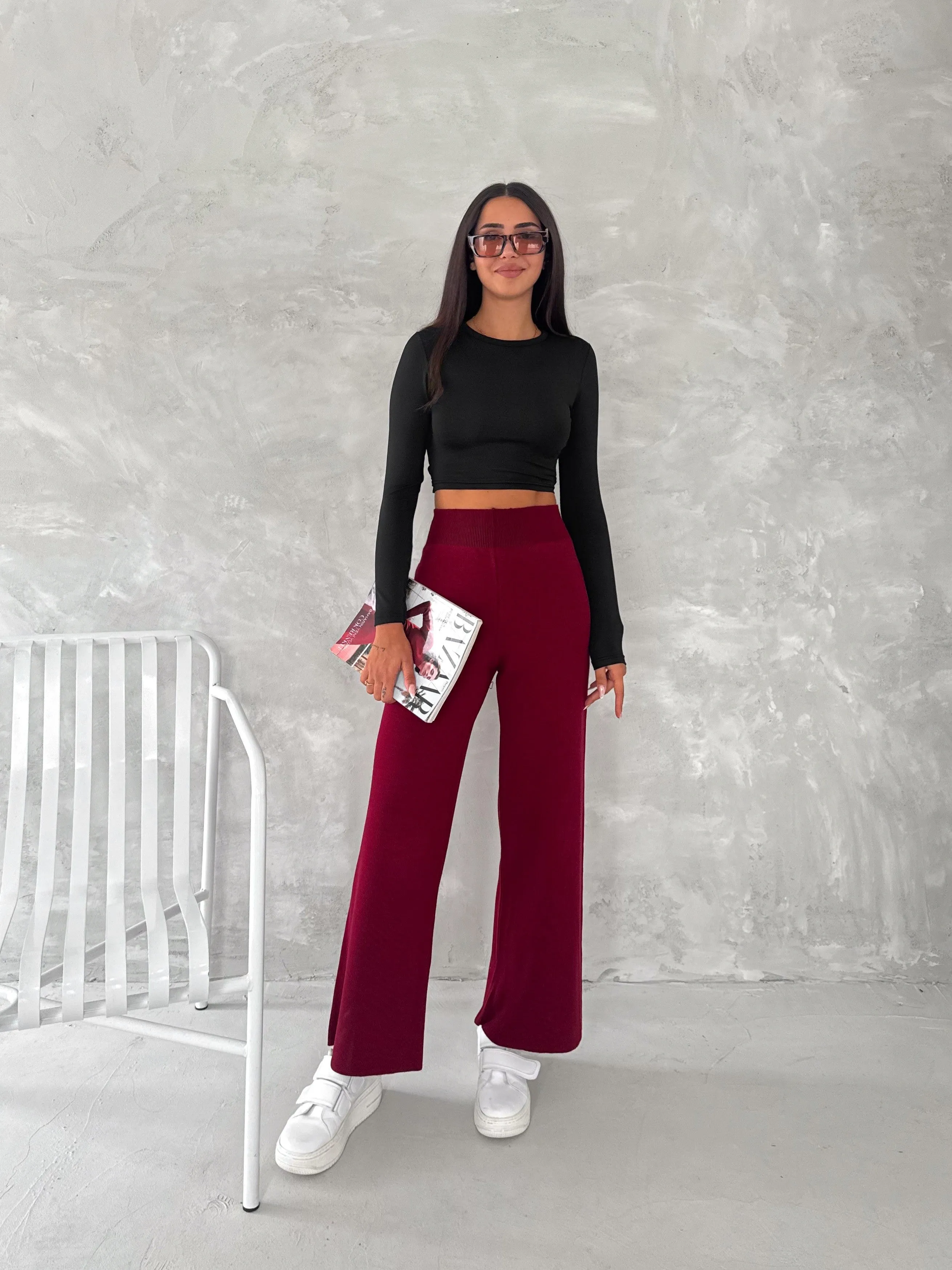 DANNIE SWEATER PANT - BURGUNDY