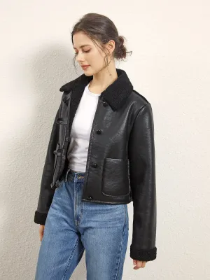 Dark Night Shearling Trendy Leather Flight Jacket