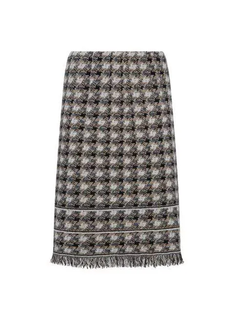 D.Exterior Tweed Skirt With Fringe Hem 49406 12RES