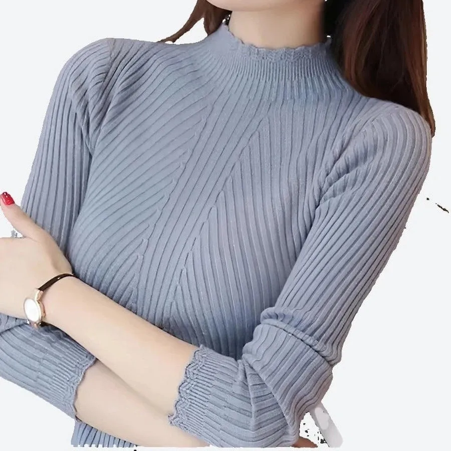 Elegant Ribbed Mock Neck Sweaters