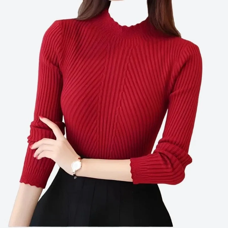 Elegant Ribbed Mock Neck Sweaters