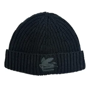 Etro Wool Knitted Hat Black Beanie - SALE