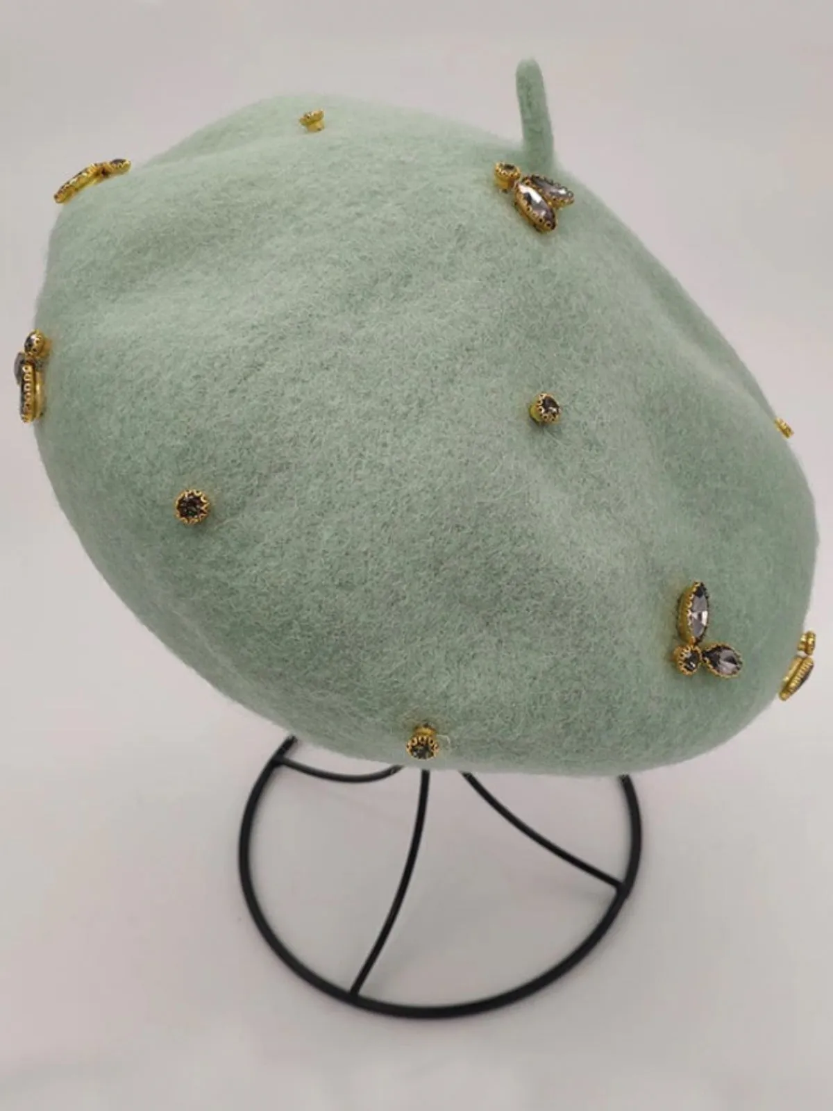 Feelin' Regal Bejeweled Wool Beret Hat