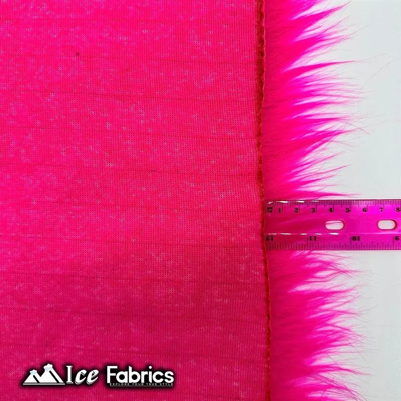 Fuchsia IceFabrics Square Shaggy Long Pile Faux Fur Fabric