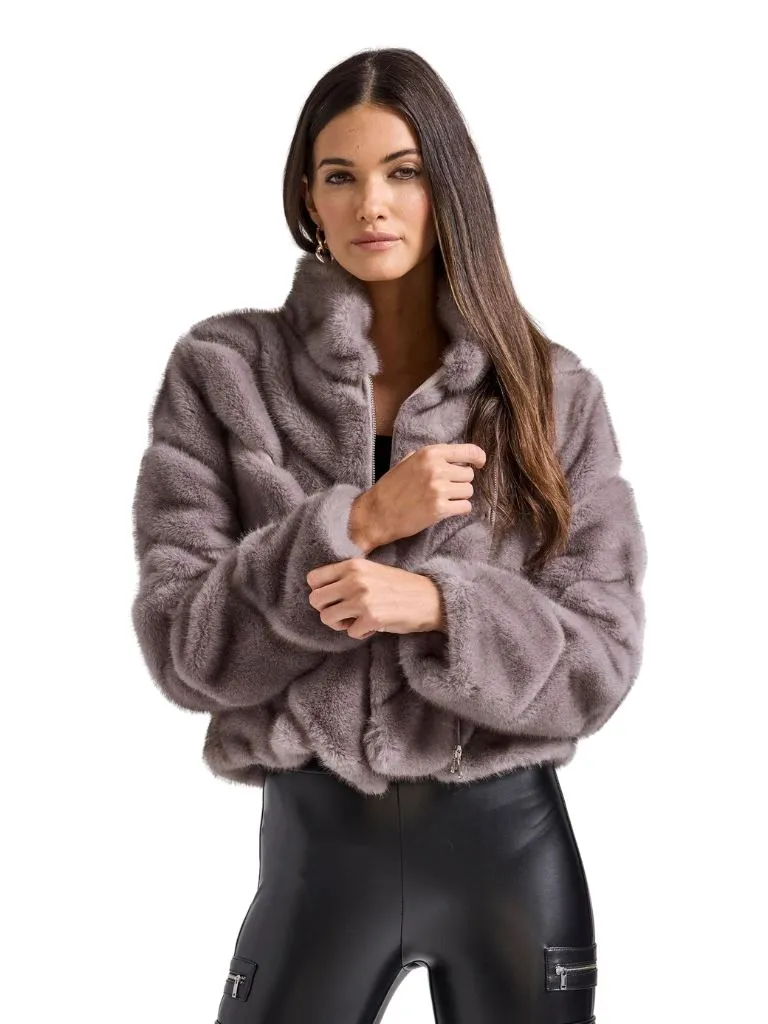 Generation Love Cici Faux Fur Coat- Grey/Brown