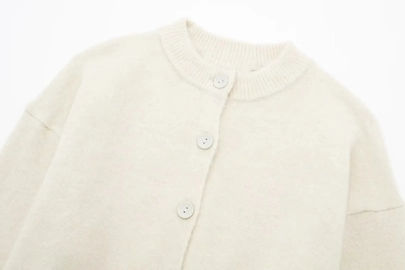 High Neck Sweater Crop Buttoned Cardigan for Women