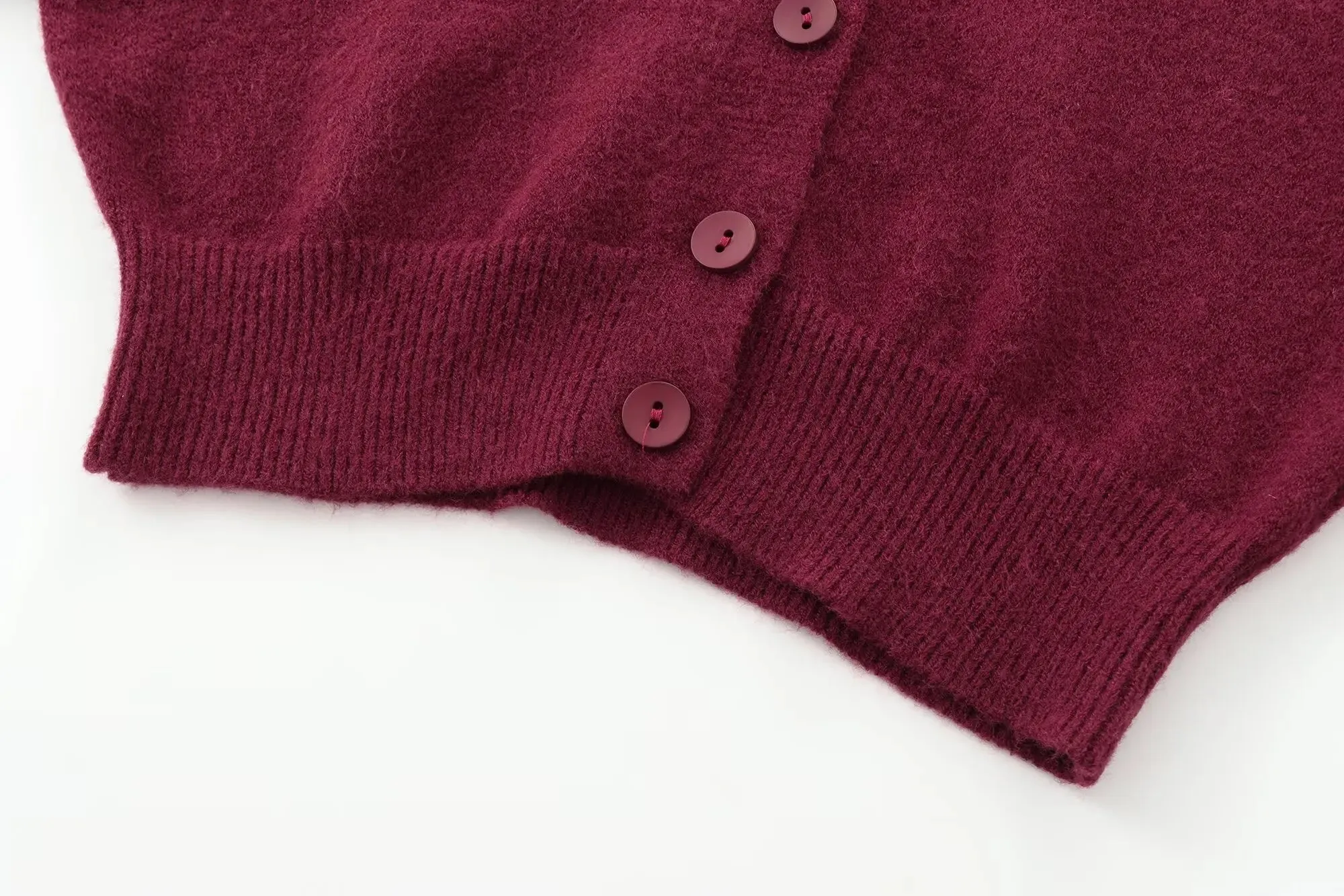 High Neck Sweater Crop Buttoned Cardigan for Women