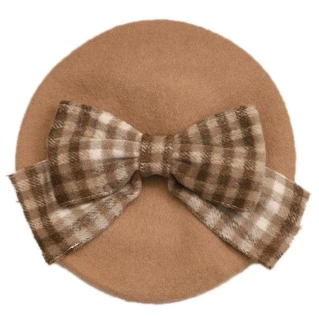 Kawaii Mori Girl Plaid Bow Beret