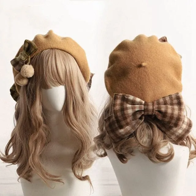 Kawaii Mori Girl Plaid Bow Beret