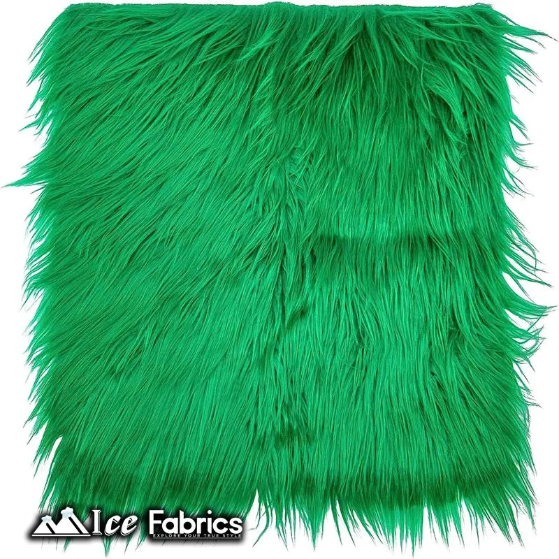 Kelly Green IceFabrics Square Shaggy Long Pile Faux Fur Fabric