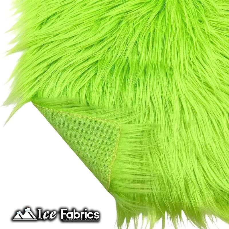 Lime IceFabrics Square Shaggy Long Pile Faux Fur Fabric