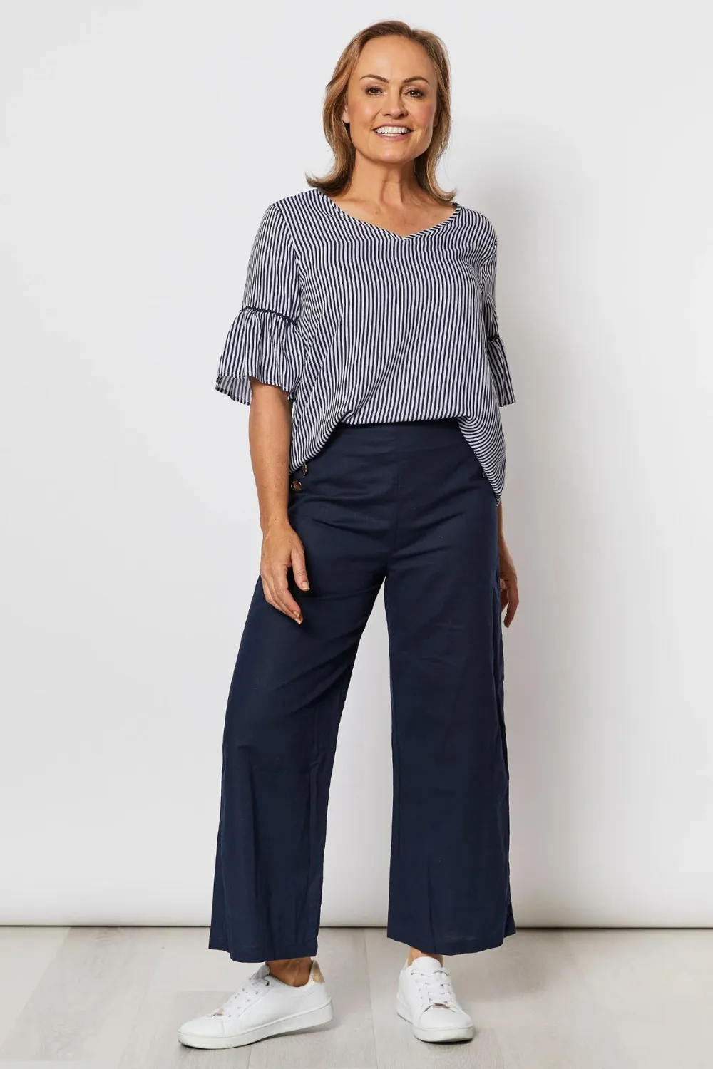 Linen Blend Wide Leg Pant