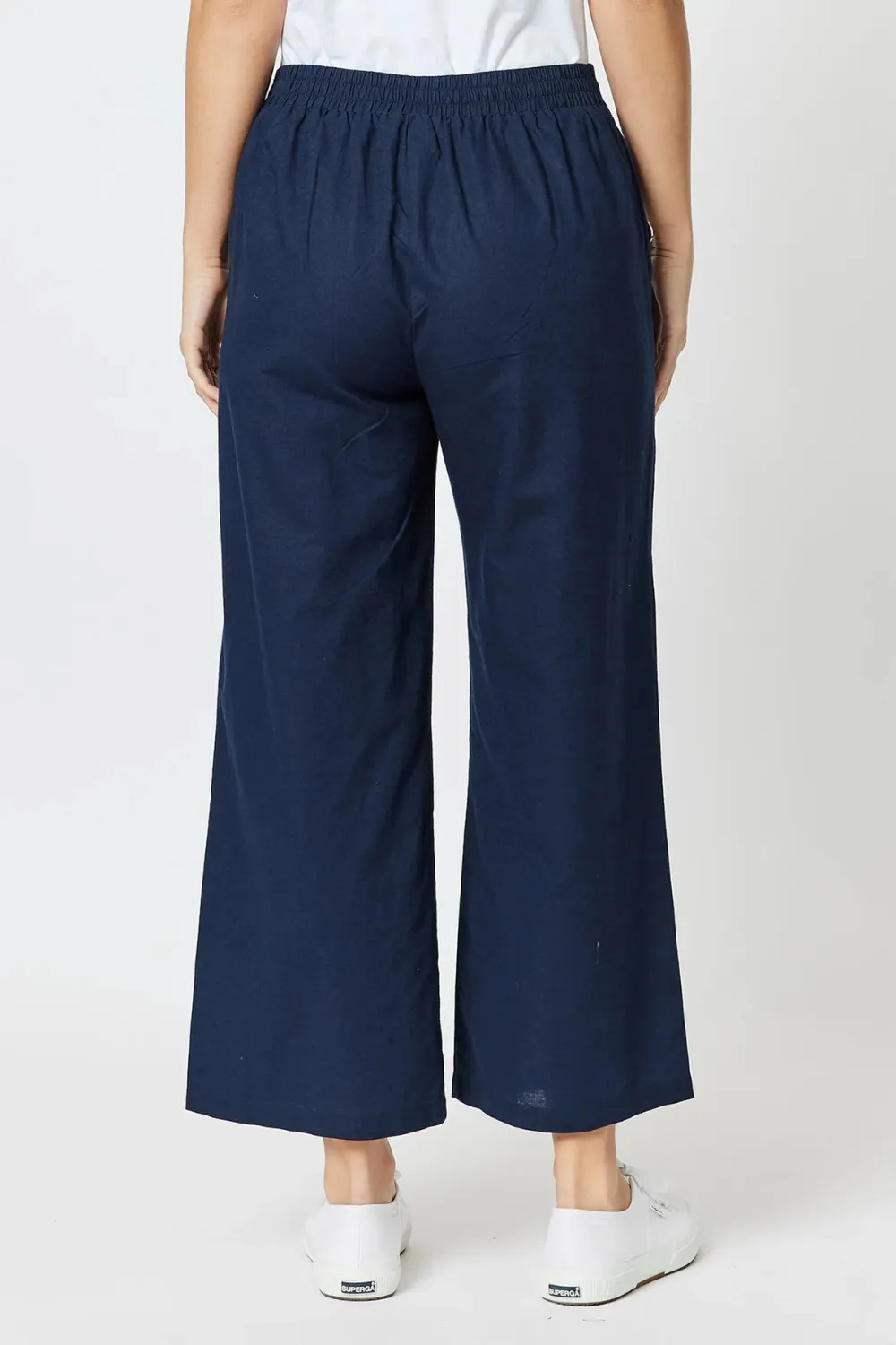 Linen Blend Wide Leg Pant