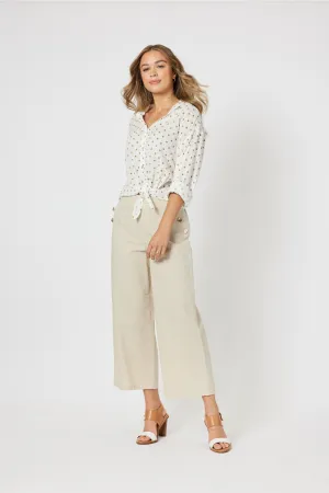 Linen Blend Wide Leg Pant