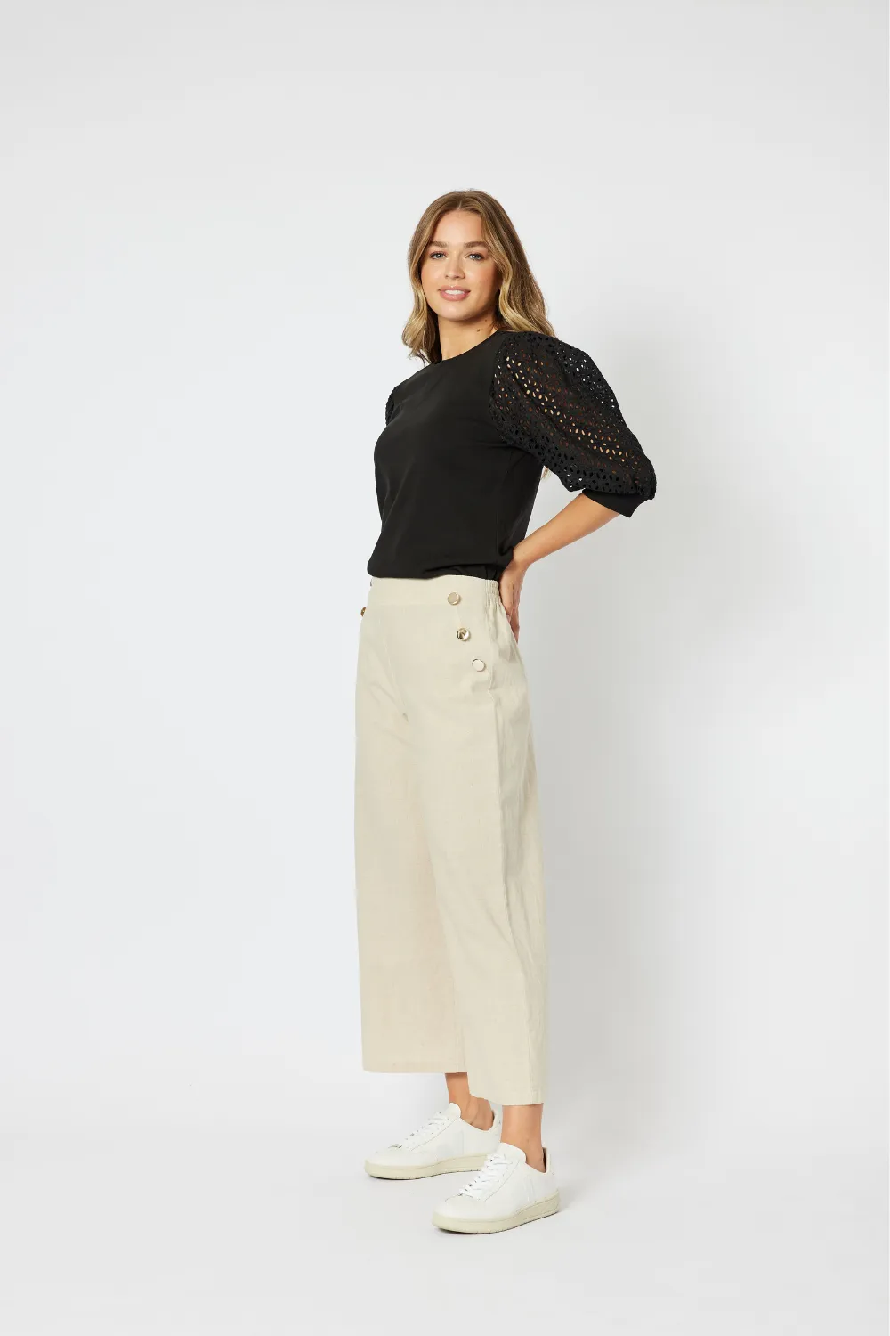 Linen Blend Wide Leg Pant