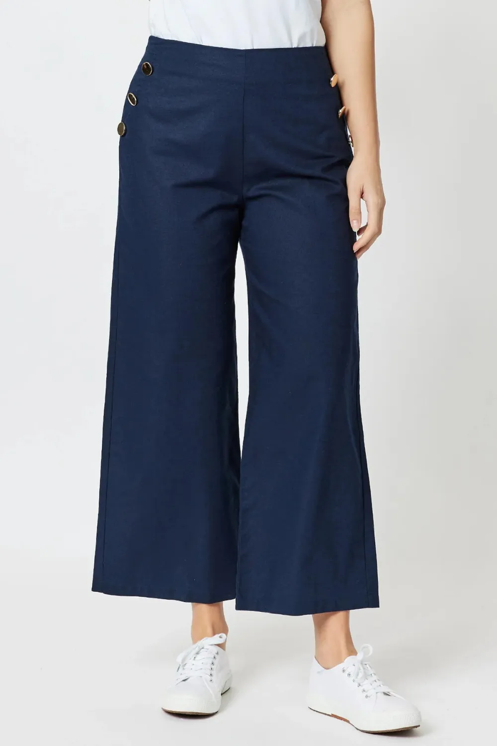 Linen Blend Wide Leg Pant