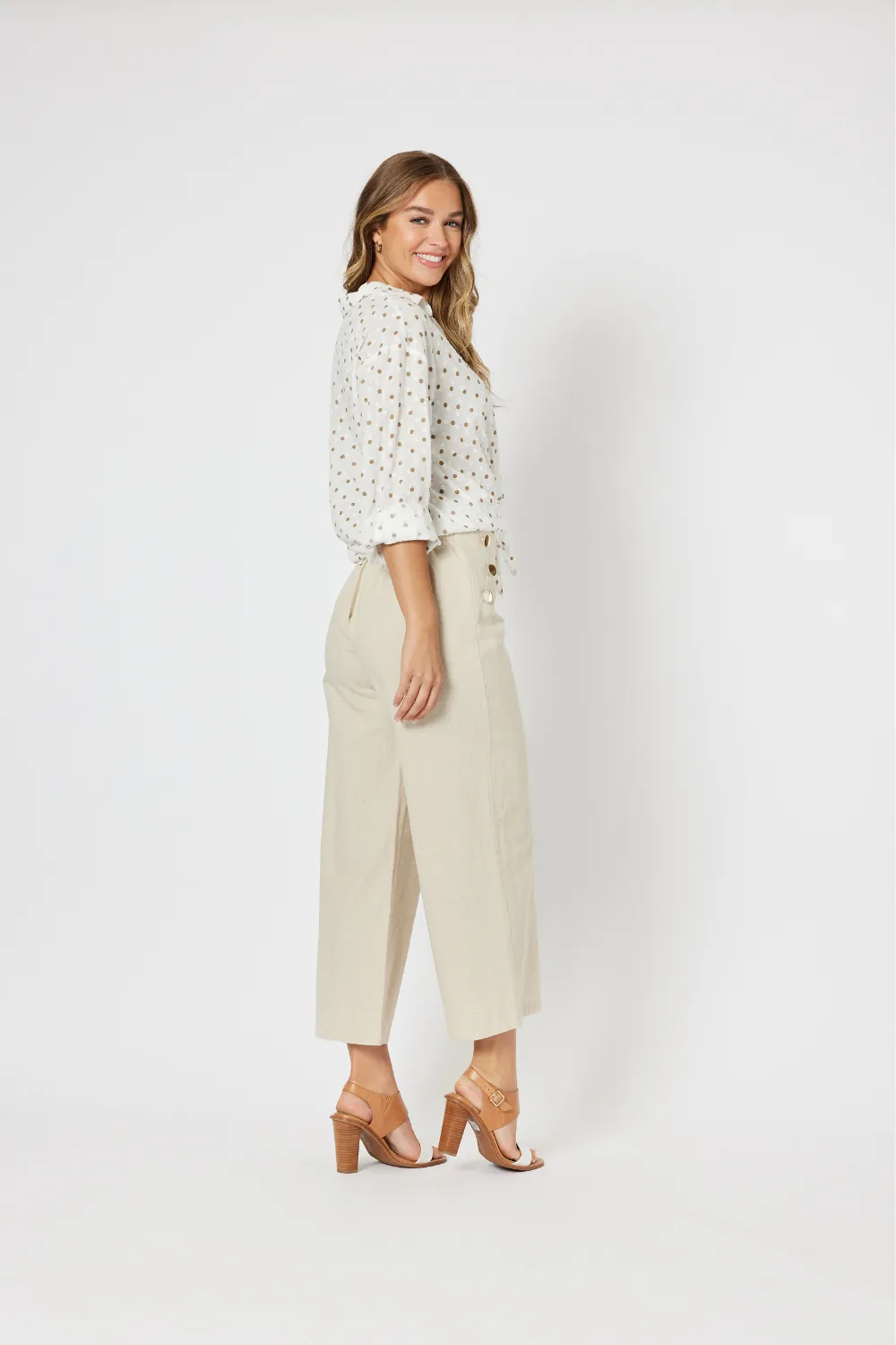 Linen Blend Wide Leg Pant