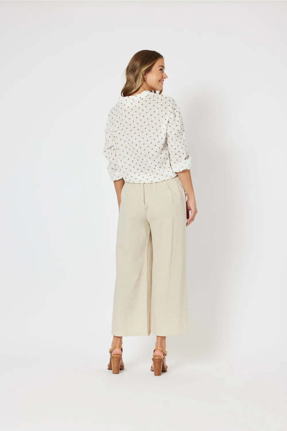 Linen Blend Wide Leg Pant