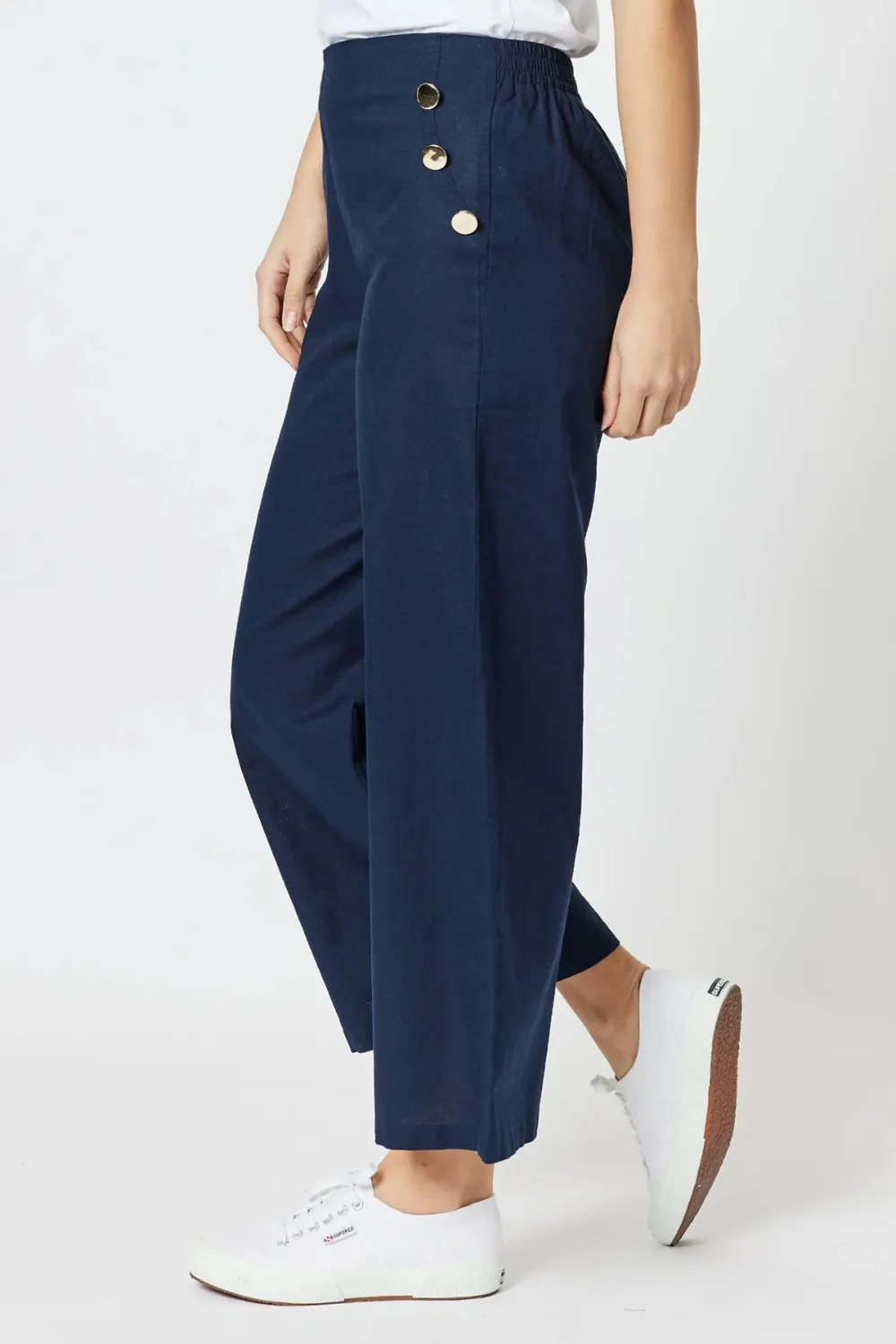 Linen Blend Wide Leg Pant