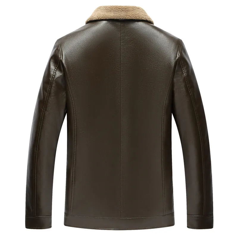 Men's Faux Shearling-Lined Leather Jacket