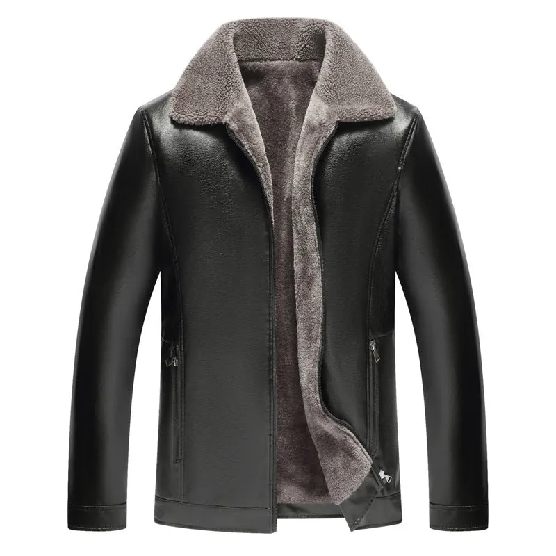 Men's Faux Shearling-Lined Leather Jacket