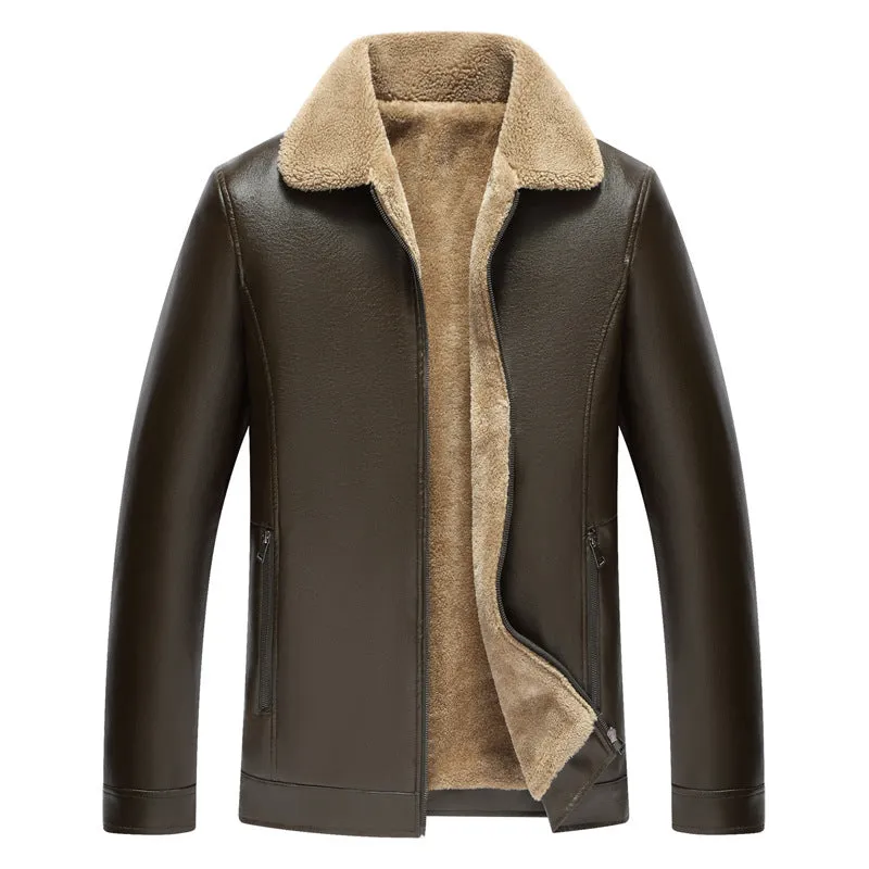 Men's Faux Shearling-Lined Leather Jacket